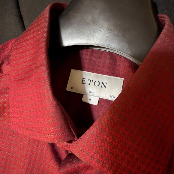 Eton Men's Burgundy Casual Button Down Shirt - Picture 2 of 3